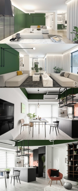 探索绿色主题的室内内饰