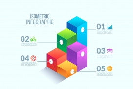 五彩立体的正方体信息图表