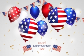 热闹的节庆日-红蓝氢气球素材