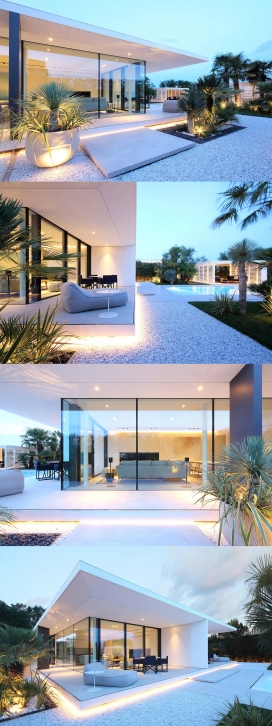 白色玻璃别墅建筑