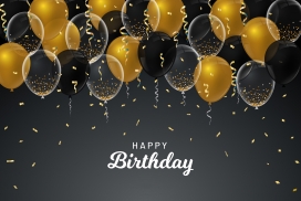 黑色与金箔的氢气球素材