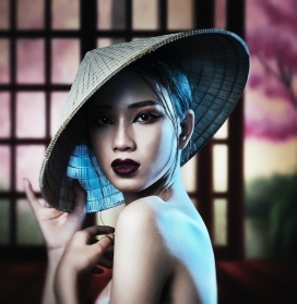 秀气的帽子女郎