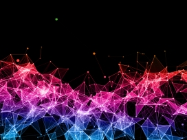 炫酷的蓝紫红菱线连接几何图