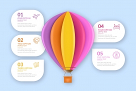 彩色的热气球数字步骤素材