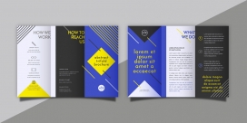 带抽象几何图形斜线条的三折小册子