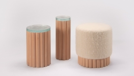 用山毛榉木榫钉制造的圆柱形家具