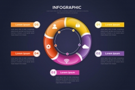水晶玻璃风的救生圈圆形信息图表
