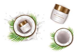 椰奶面霜化妆品元素下载