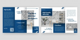 蓝色家居类三折页宣传册素材下载