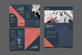 蓝红时尚的企业宣传册矢量下载