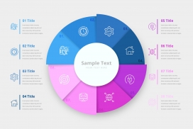 紫蓝渐变圆形信息图表