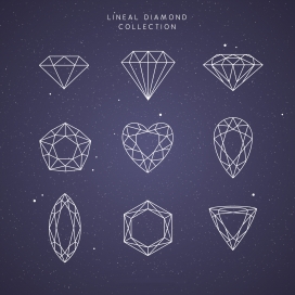 简洁结合线条的宝石简笔画素材