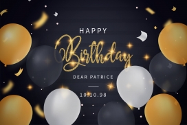 黑白金氢气球生日素材