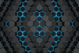 蓝黑发光六边形素材