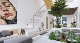 越南现代绿色的中庭房屋