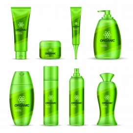 绿色洗漱护肤品素材