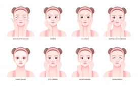 洗脸的卡通女孩素材