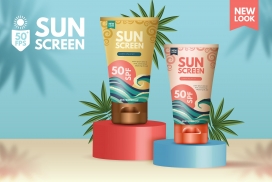 逼真的防晒产品广告素材