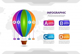 五彩热气球素材矢量下载