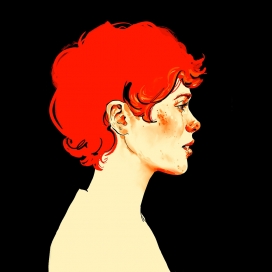 红色阴影人像插画