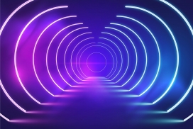 拱形霓虹灯过道素材