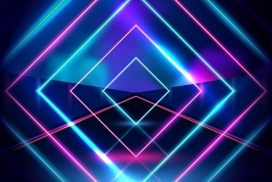 五彩立体方形的霓虹灯空间素材