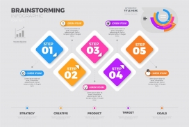 时尚彩色菱形数字步骤信息素材