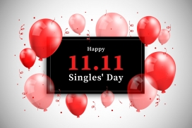 双11红色气球海报素材