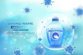 Alcohol蓝色洗手液素材