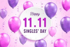 庆祝版气球双11海报素材