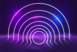 紫色拱形圆形的霓虹灯素材