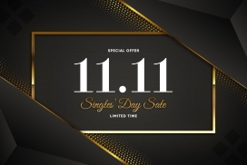 金箔色双11活动海报素材