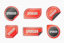 红黑搭配的卷角卷边矢量元素下载