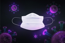 防止呼吸传染的白色面罩素材