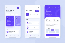 蓝色任务管理应用程序界面设计
