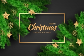 绿色圣诞节圣诞树卡片素材