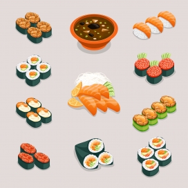 卡通日本寿司料理素材下载