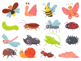 五颜六色的卡通昆虫素材