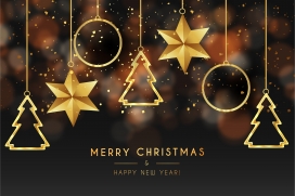 金箔色圣诞节装饰物素材下载