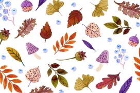 卡通水彩树叶素材