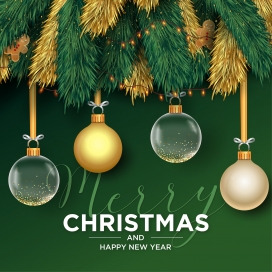 绿色风圣诞节绣球素材下载