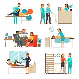 医生按摩推拿卡通素材