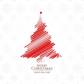 简洁红色速写的圣诞节素材