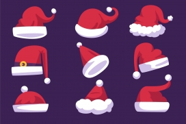 可爱的卡通红色圣诞帽素材