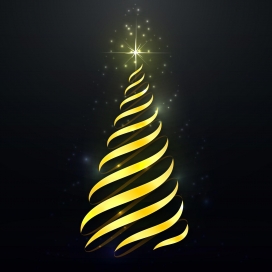 旋转的金色圣诞树素材下载