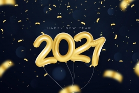 金色2021立体气球素材