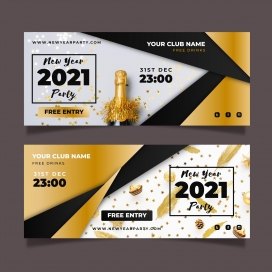 新年PARTY酒吧俱乐部宣传卡片素材