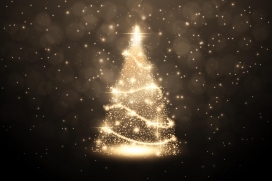 发光的金箔色圣诞树