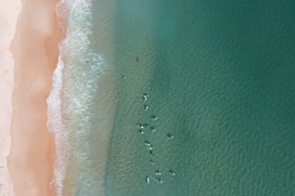 高空俯拍的蓝色海域图片