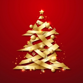 金条交叉堆积的圣诞树